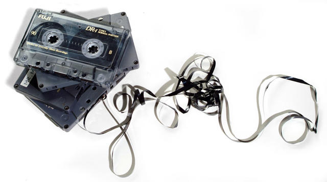ST/CASSETTE Washington Post Studio DATE: 10/9/02 PHOTO: Julia Ewan/TWP Pile of cassette tapes and cassette tape with the tape pulled out for story on the death of the cassette tape. (Photo by Julia Ewan/The The Washington Post via Getty Images)