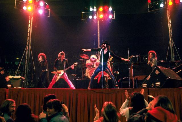 PROVIDENCE, RI - JANUARY 1974: he J.Geils Band (l-r): Magic Dick, J. Geils [Guitar], Peter Wolf and Seth Justman perfoms at the Providence Civic Center in January 1974 in Providence, Rhode Island. (Photo by Ron Pownall.Getty Images) 